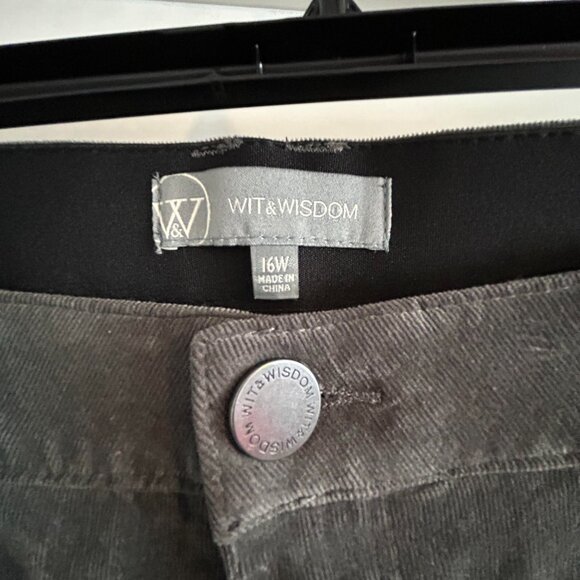 NWT 16w Wit & Wisdom Gray Corduroy Pants - Picture 3 of 5